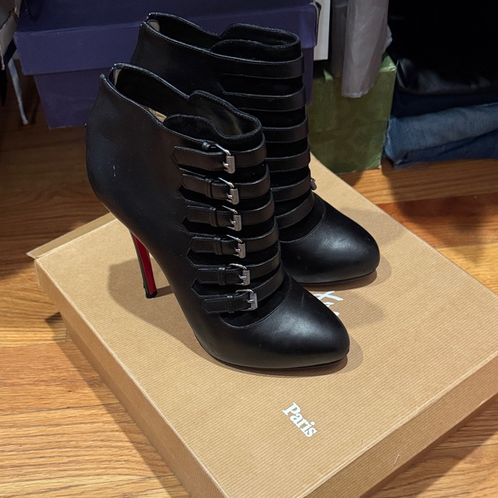 Christian louboutin Elegant Black High Heel Ankle Boots